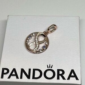 Pandora ME Infinity Charm Rose Gold-Plated CZ Blue & Clear NWT